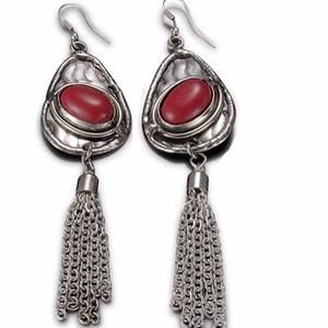 Denim, Boots, & Bling Jewelry - Artisan Crafted Red Coral Tassel Earrings Denim, Boots, & Bling Jewelry - Artisan Crafted Red Coral Tassel Earrings
